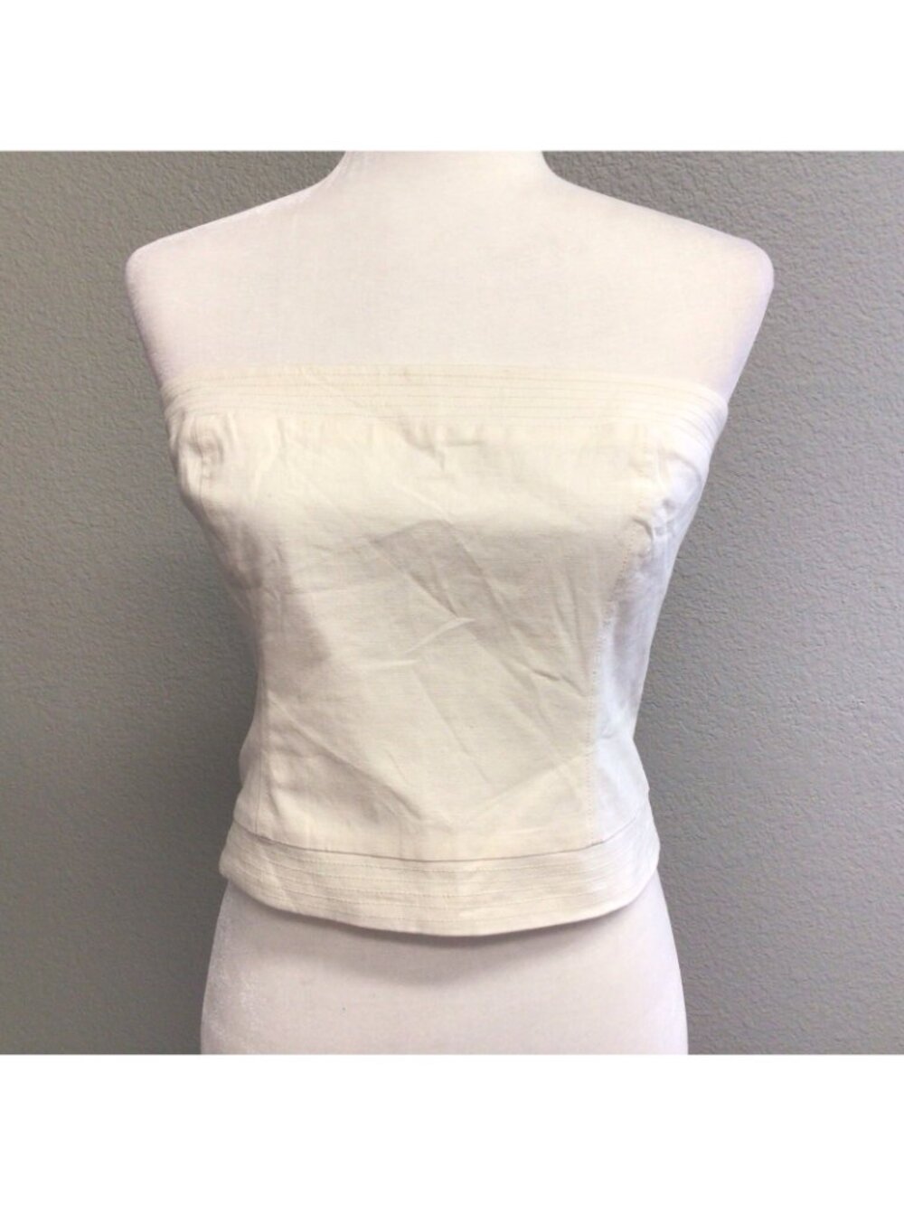 Majorelle Women’s Ivory Tube Top Corset Sleeveless Linen Blend Size Large Zipper